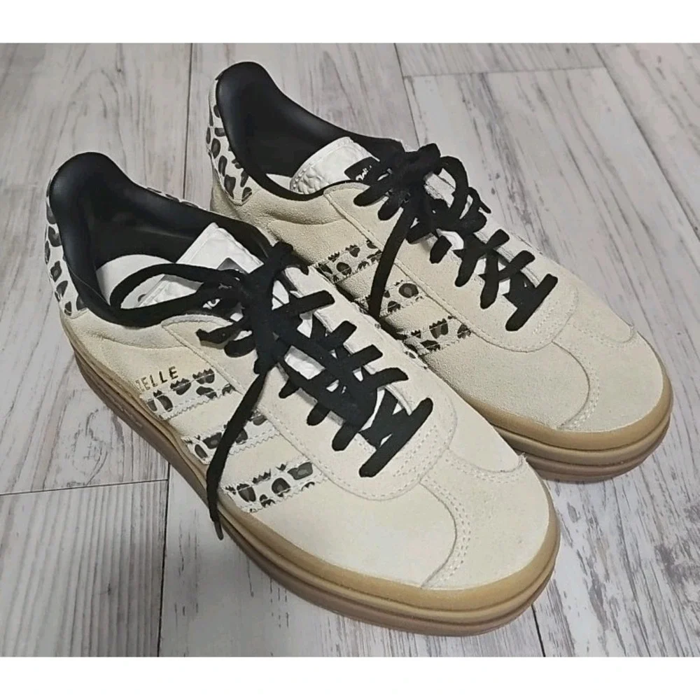 Adidas Gazelle Women Beige Leopard Print‎ Suede Low Top Sneakers Size 7